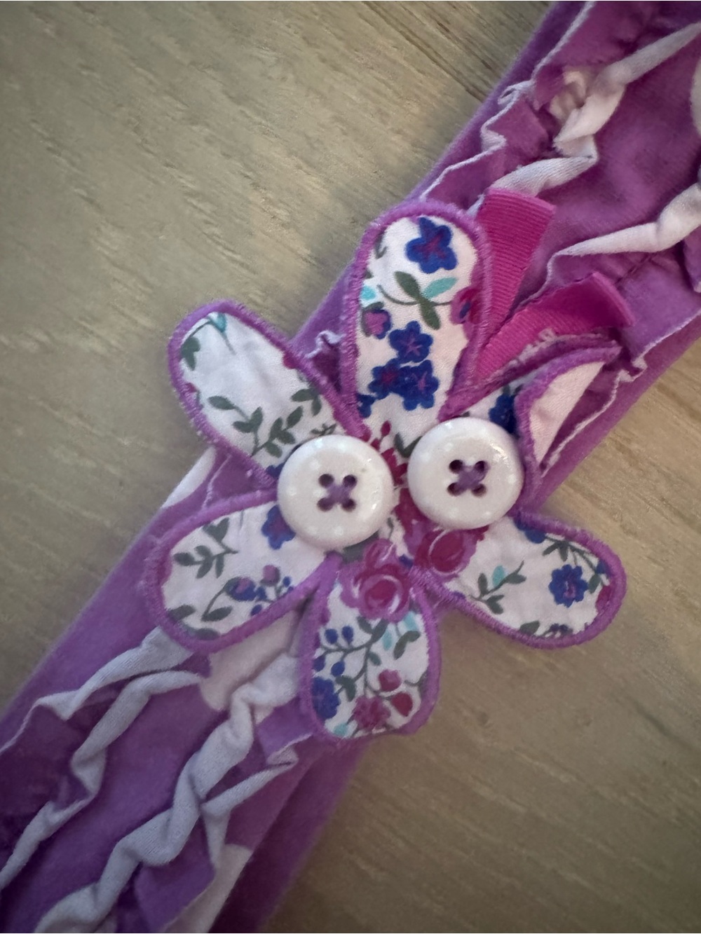 Purple Floral Button Flower Headband